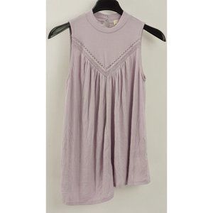 New Everleigh Women Sizes XS / S Lavender Purple Knit Lace Pleat Accent Tank Top